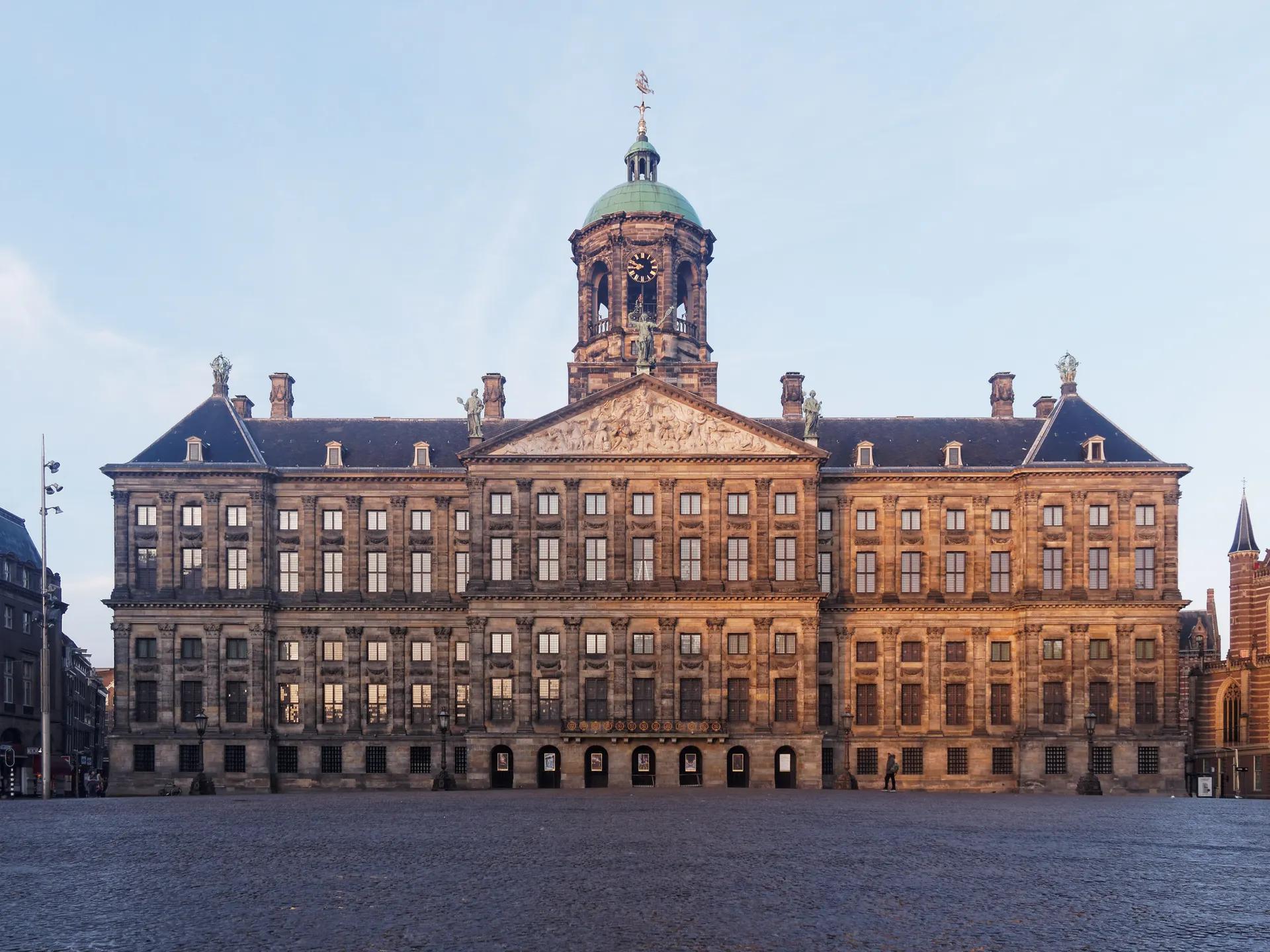 The classical facade of the Royal Palace on Dam Square