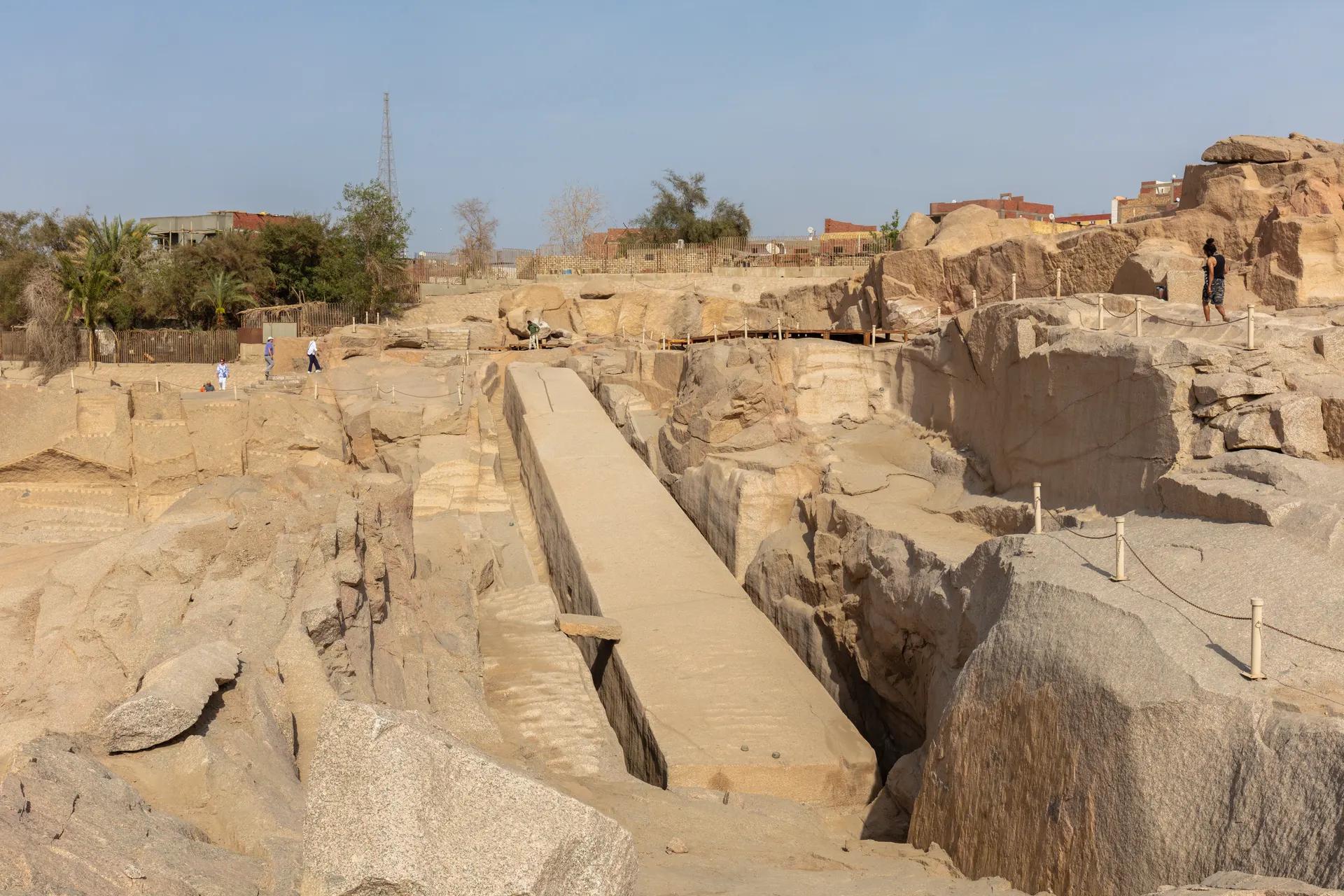 The Unfinished Obelisk lying in the granite quarry in Aswan