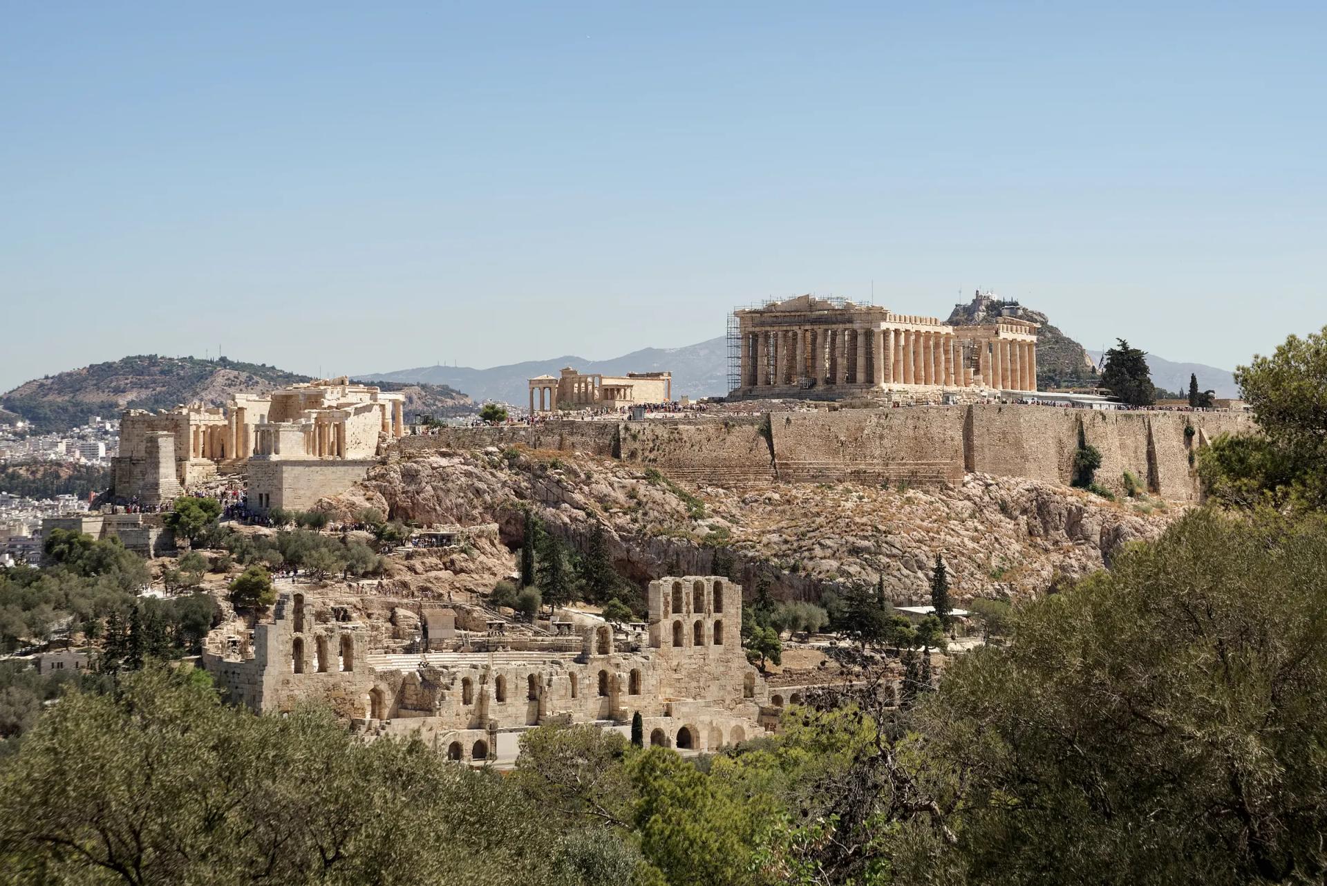 The Acropolis of Athens with the Parthenon, seen from Philopappos Hill