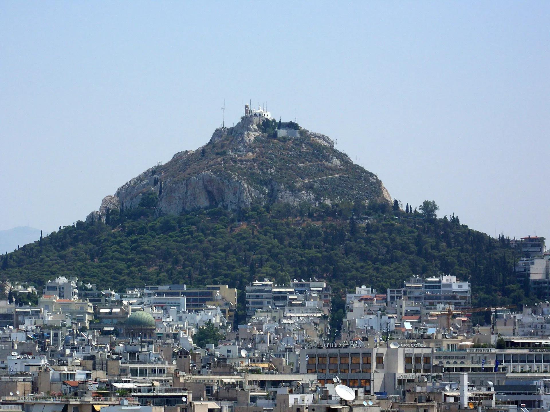 Mount Lycabettus rising above central Athens
