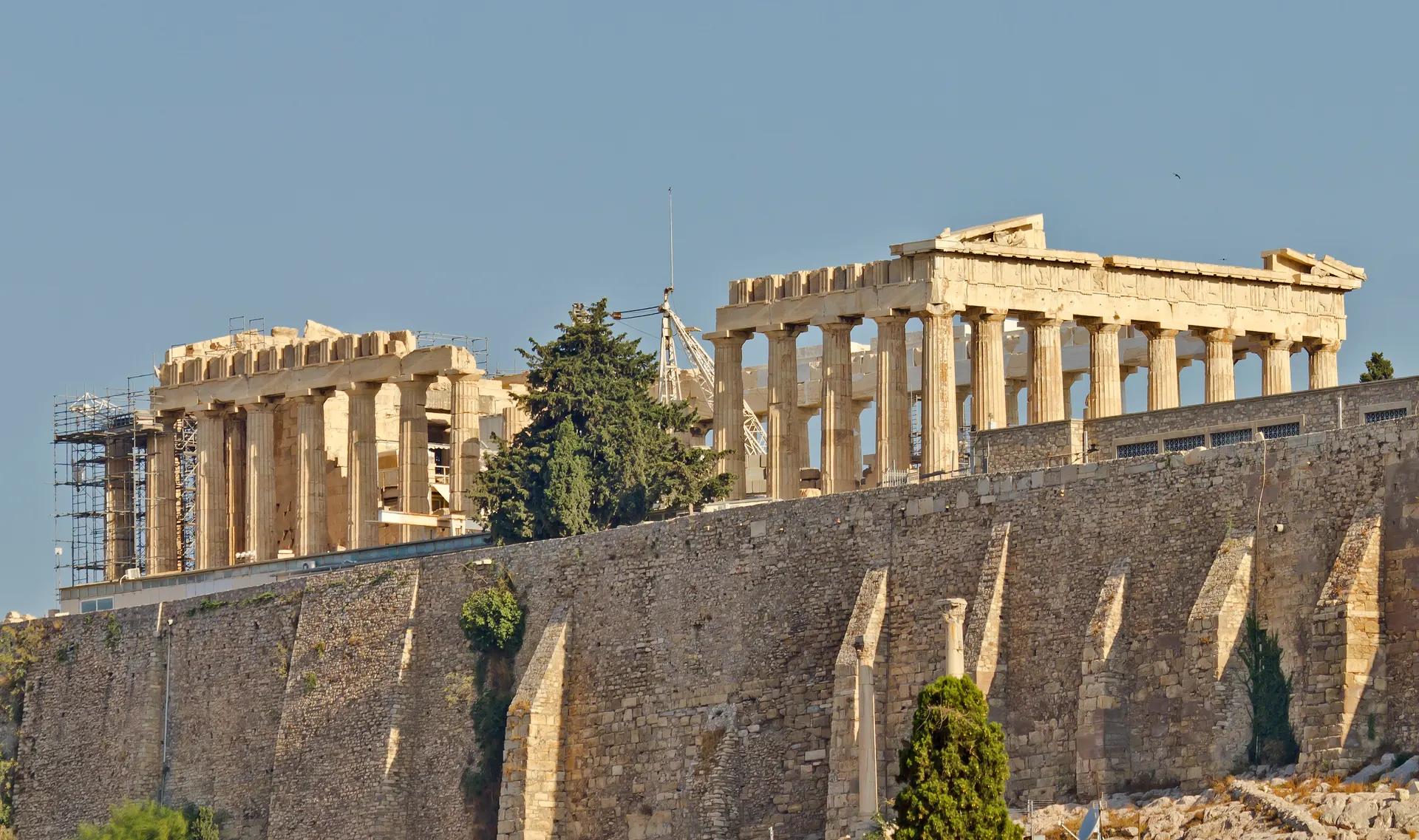 The Parthenon above the walls of the Acropolis