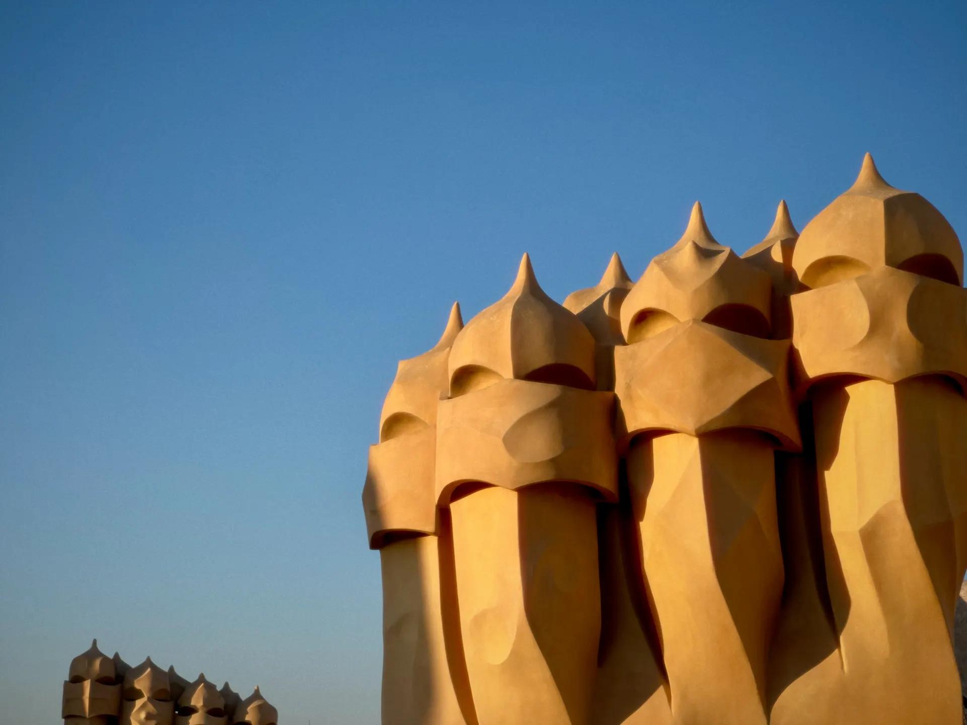 Sculpted chimneys on the rooftop terrace of La Pedrera