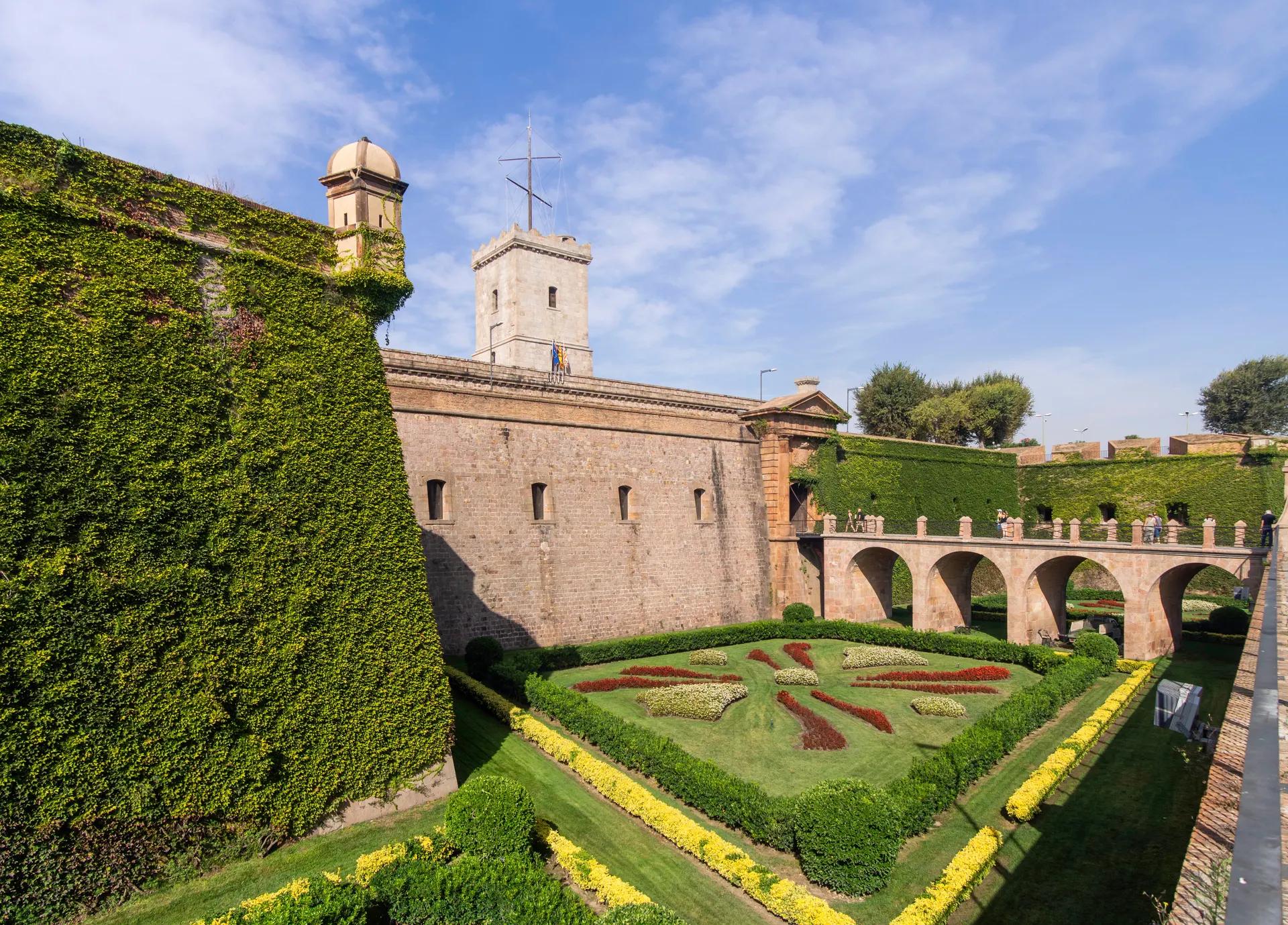 Montjuïc Castle walls and moat garden