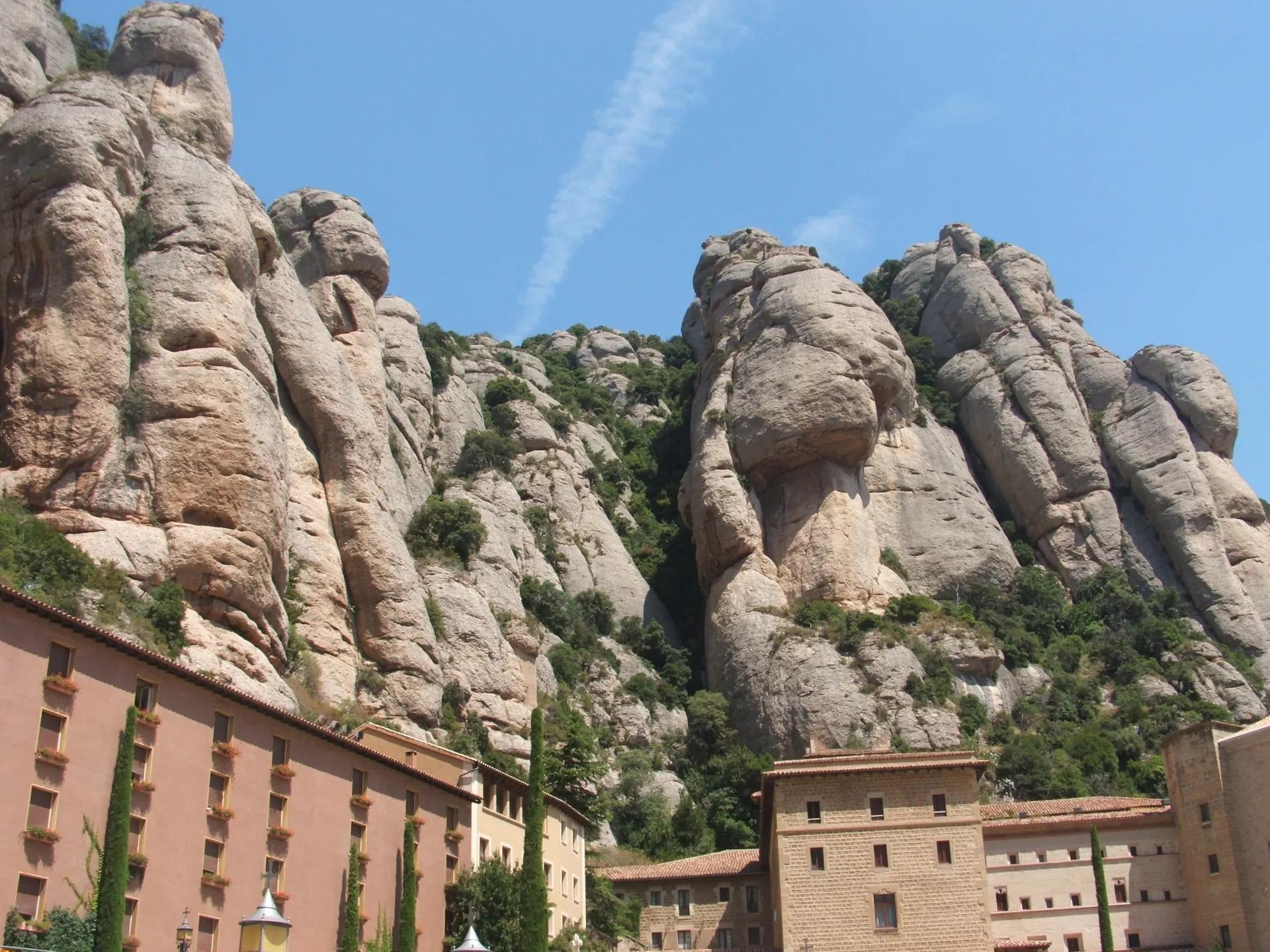 Rock pinnacles of Montserrat above the monastery buildings