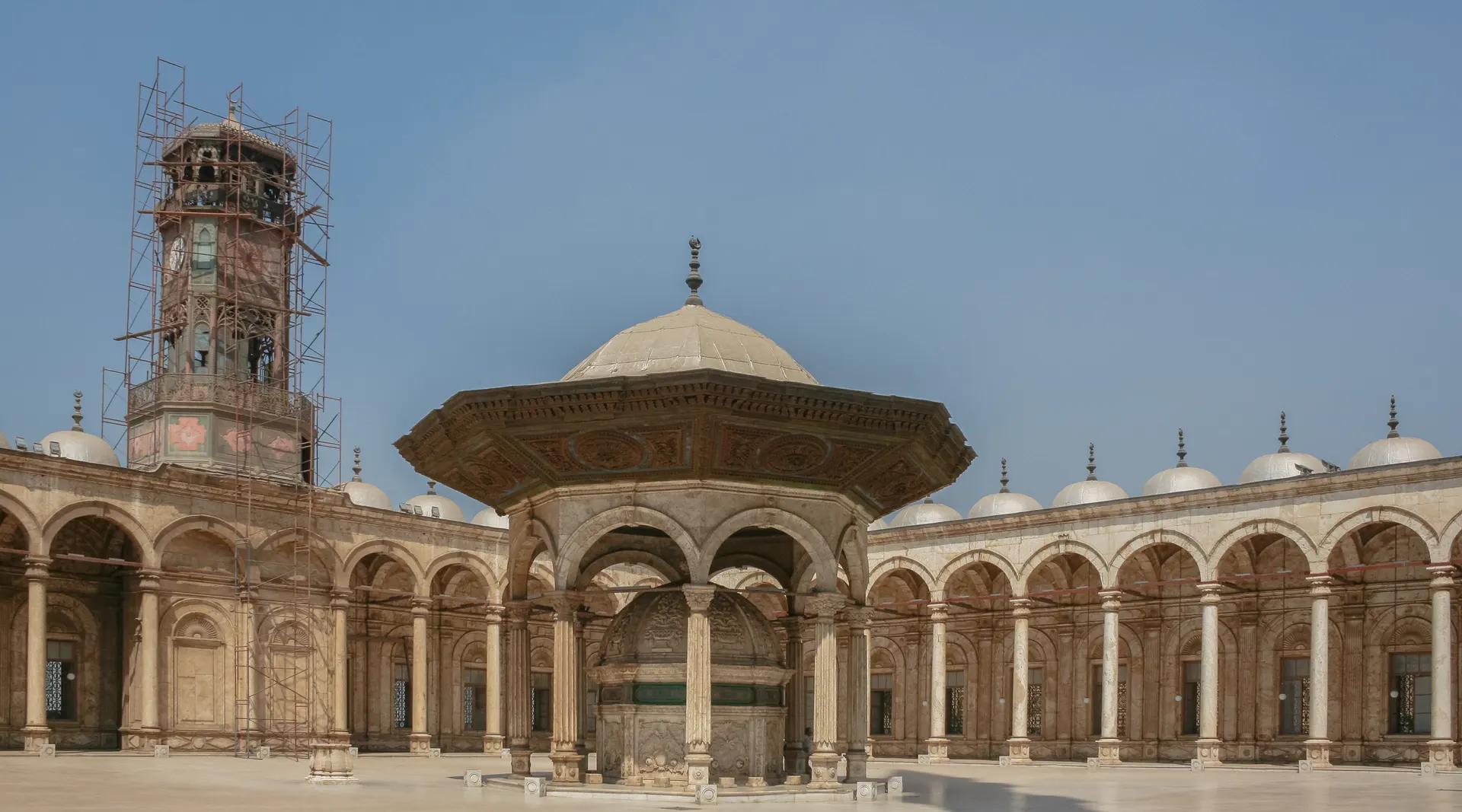 Courtyard and ablution fountain of the Muhammad Ali Mosque in the Cairo Citadel
