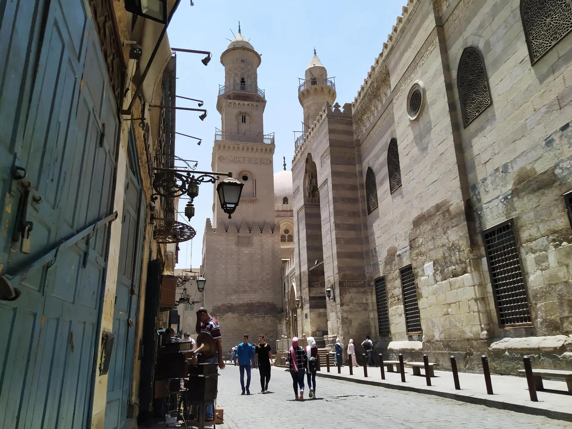 Al-Muizz Street with the minarets of the Madrasa of al-Nasir Muhammad