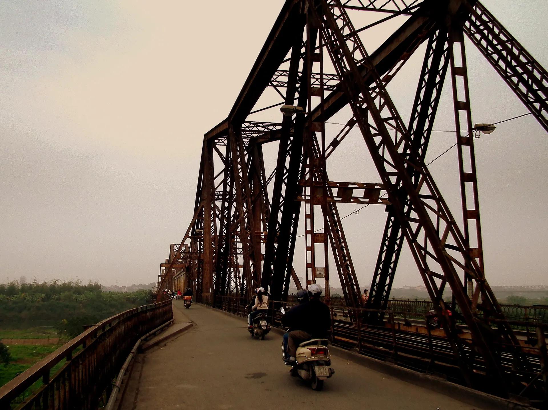 Steel girders of Long Bien Bridge in Hanoi