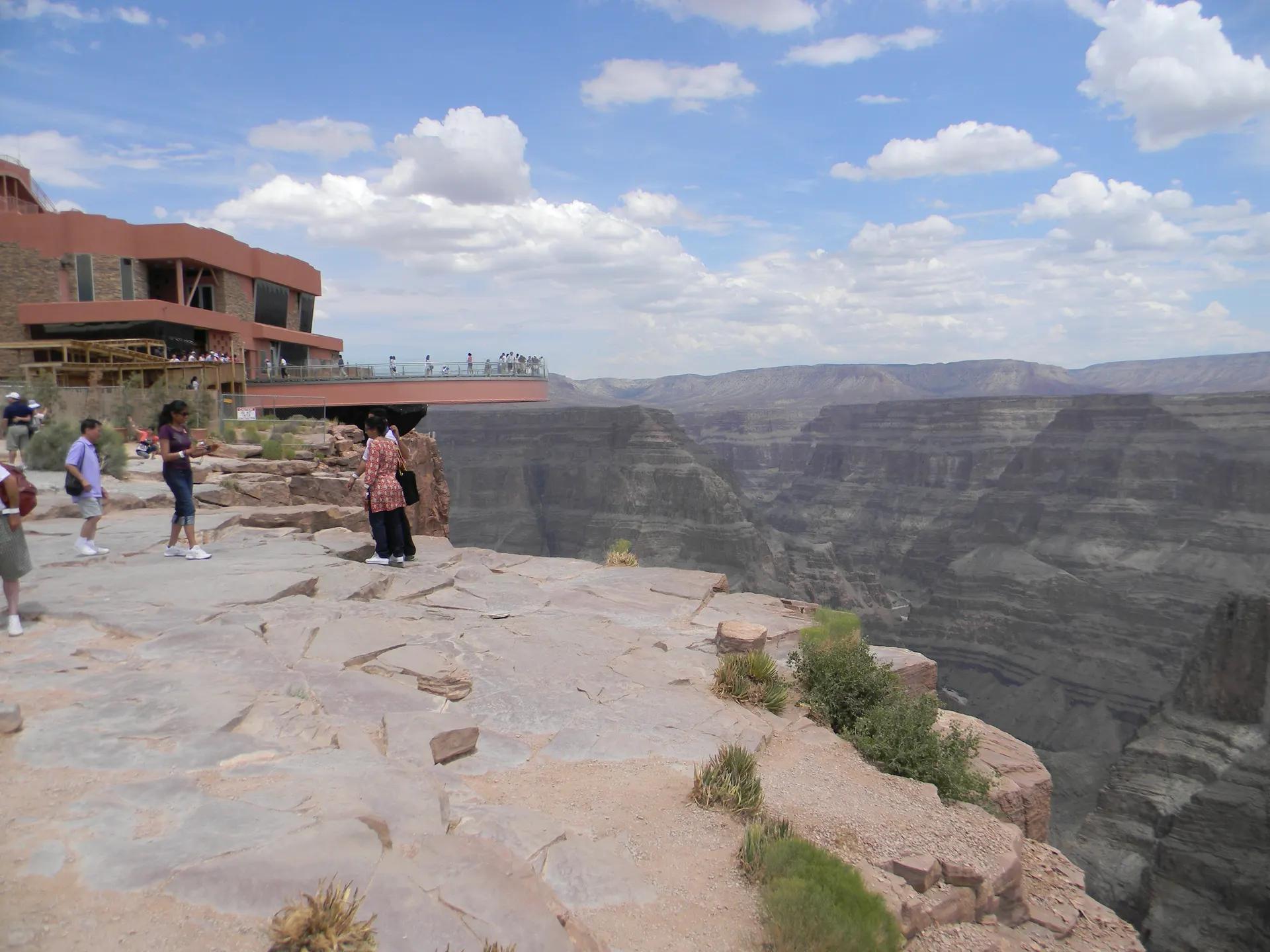 The glass Skywalk projecting over the canyon at Eagle Point, Grand Canyon West