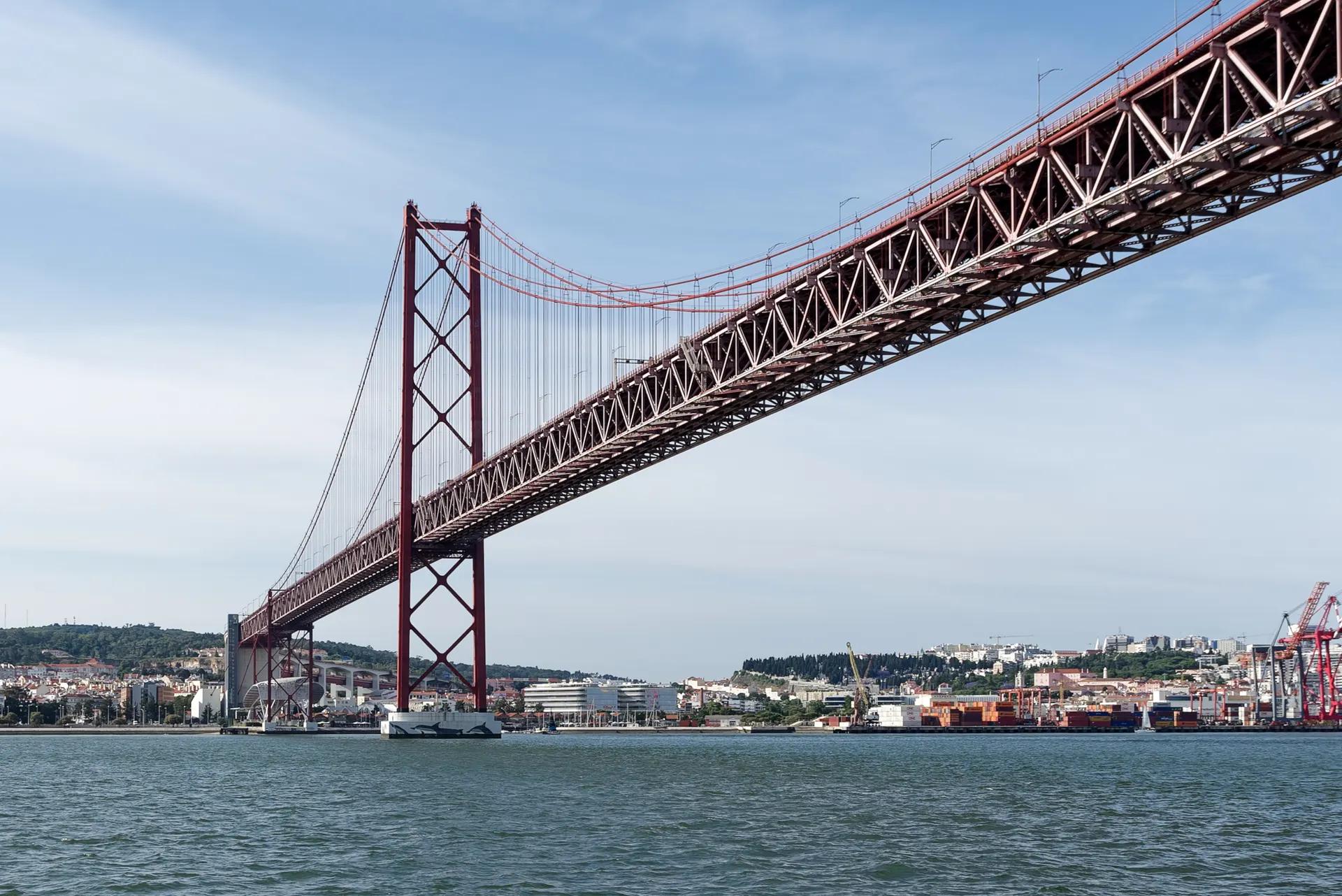 25 de Abril suspension bridge over the Tagus seen from the river
