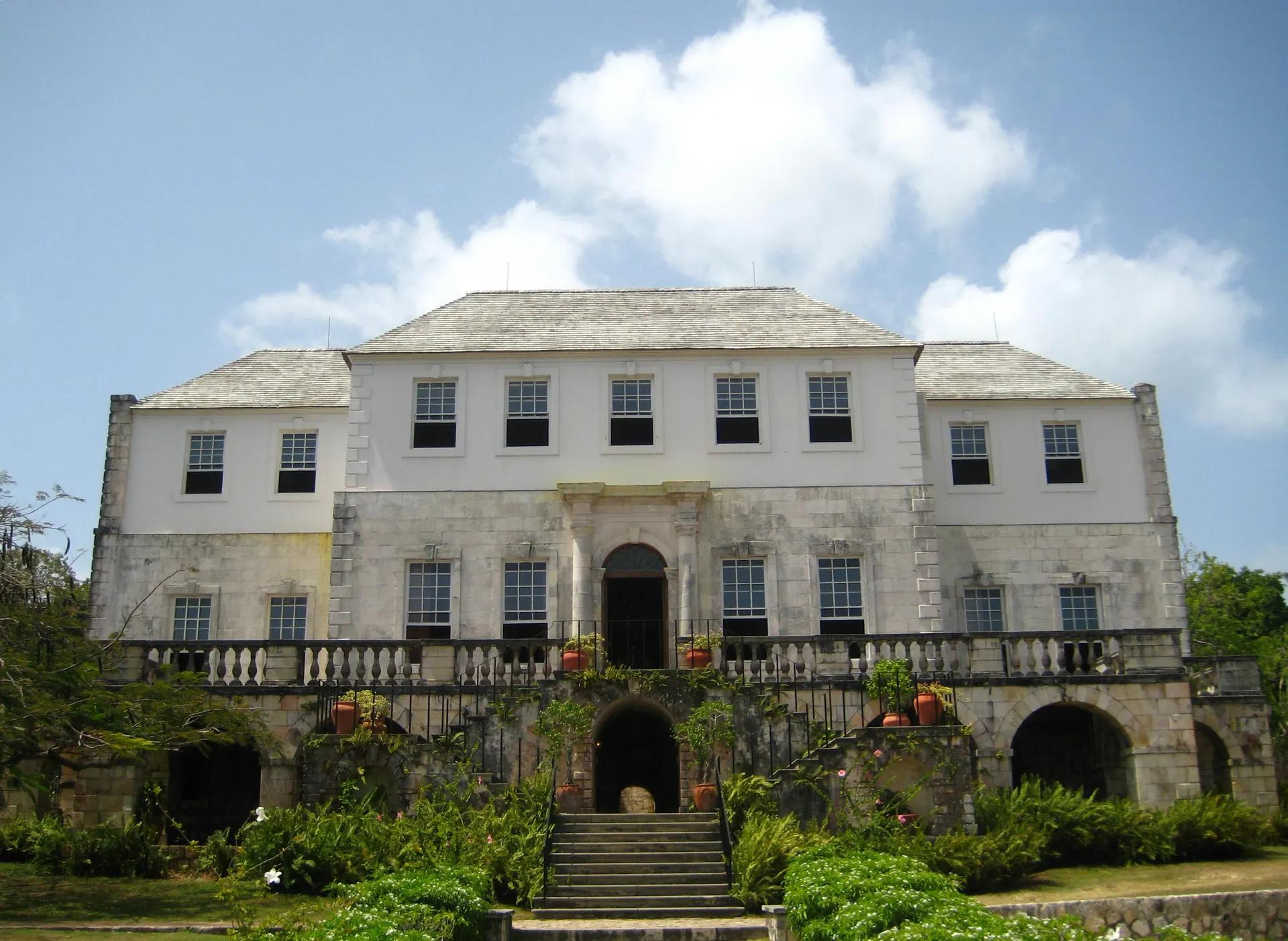 Rose Hall Great House, a two-storey stone plantation house with a double staircase near Montego Bay