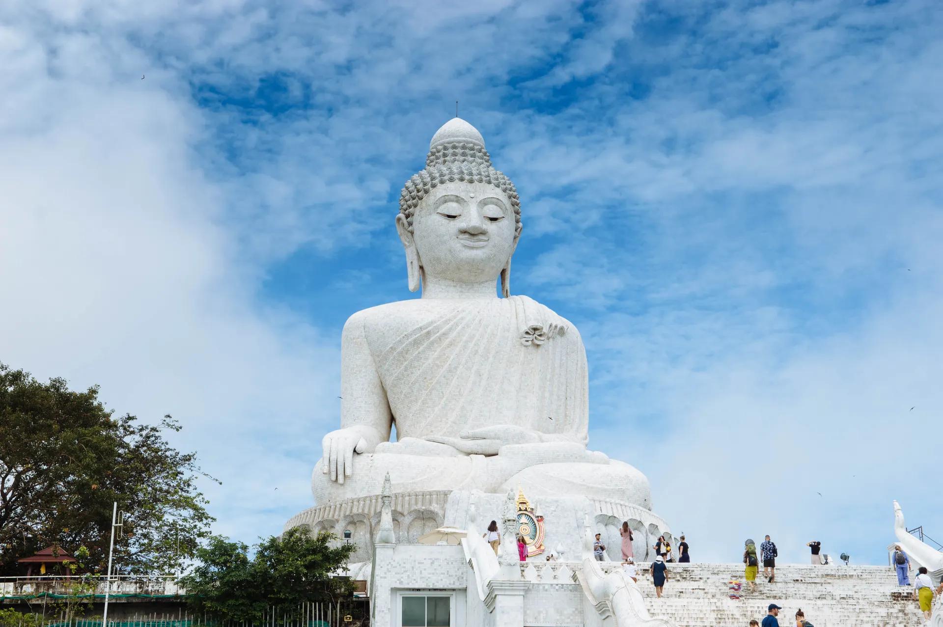 White marble Big Buddha statue on Nakkerd Hill, Phuket