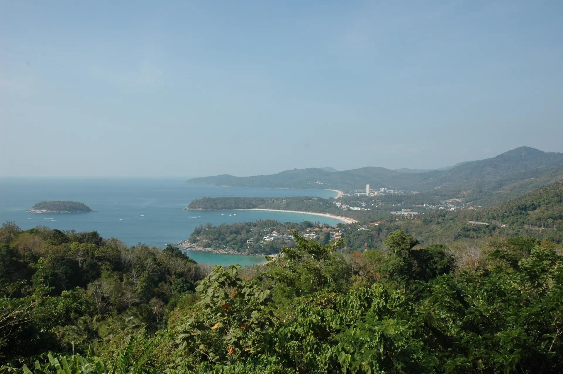 View over Kata and Karon bays from a hillside viewpoint