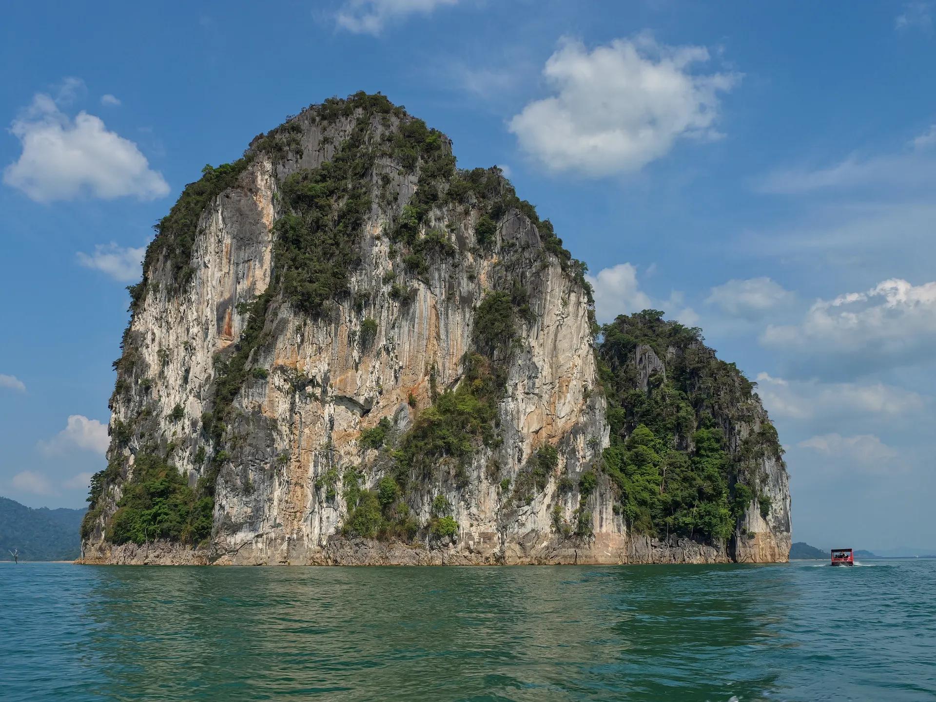 Limestone island rising from Cheow Lan Lake
