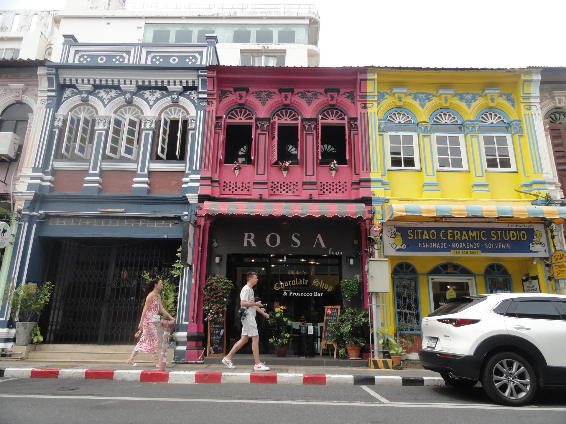 Colourful restored shophouses in Phuket Old Town