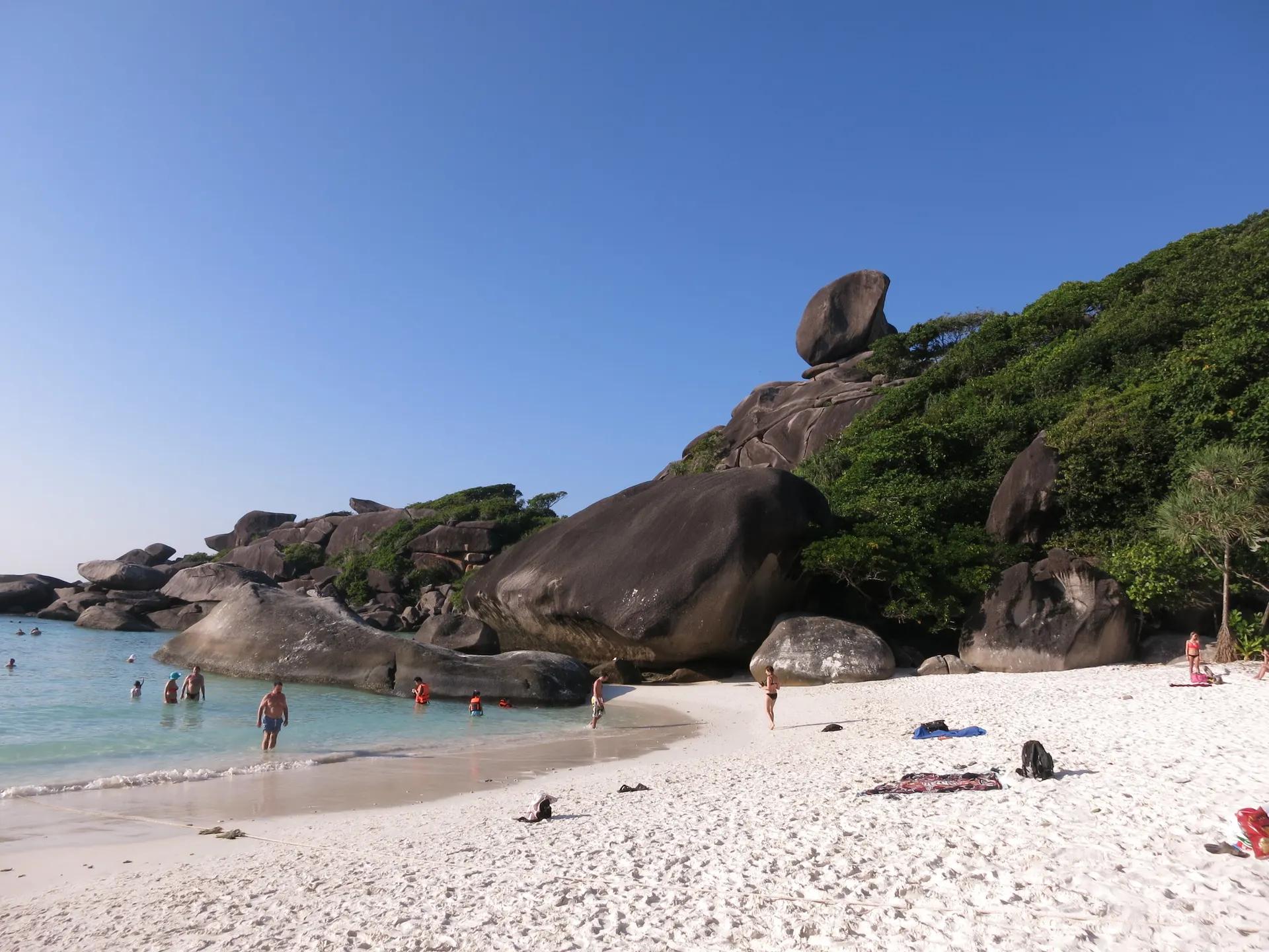 White sand beach and granite boulders in the Similan Islands