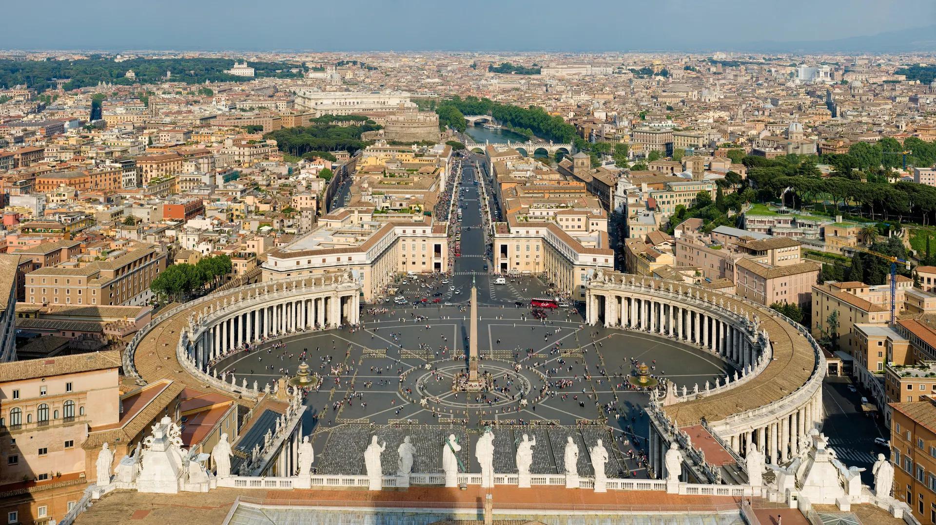 St Peter's Square and its colonnades seen from the dome of St Peter's