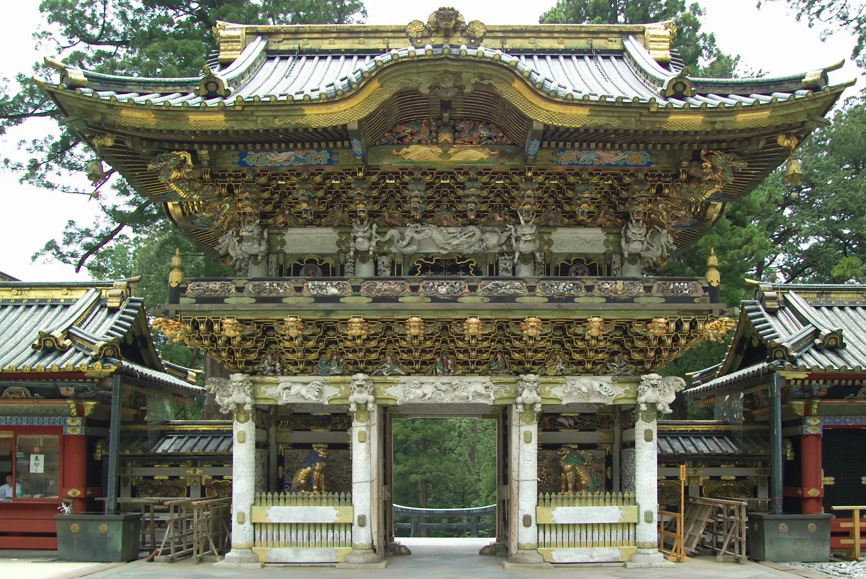 Ornate gilded Yomeimon gate of Nikko Toshogu shrine