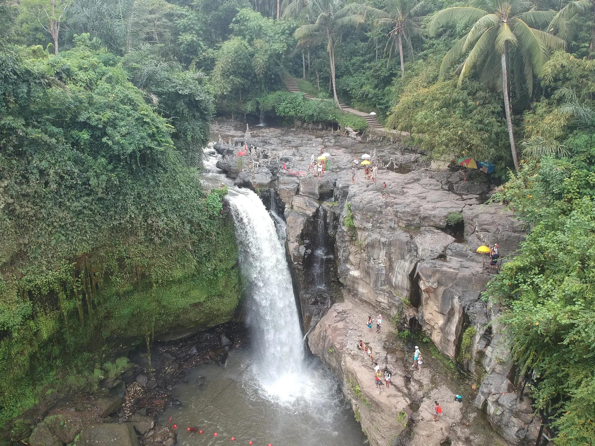 Tegenungan Waterfall dropping into a rocky gorge