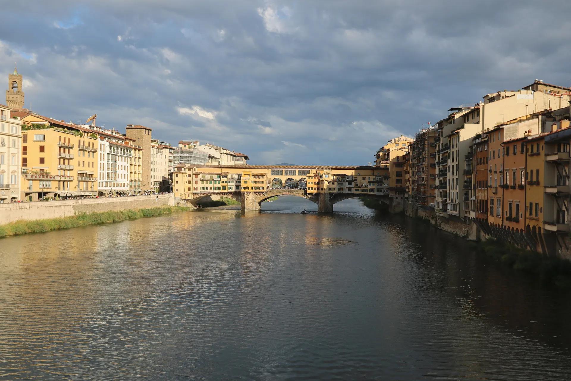 Ponte Vecchio over the Arno seen from Ponte Santa Trinita