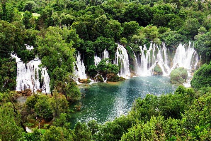 Mostar och Kravice vattenfall liten grupp med turkiska huset ingår