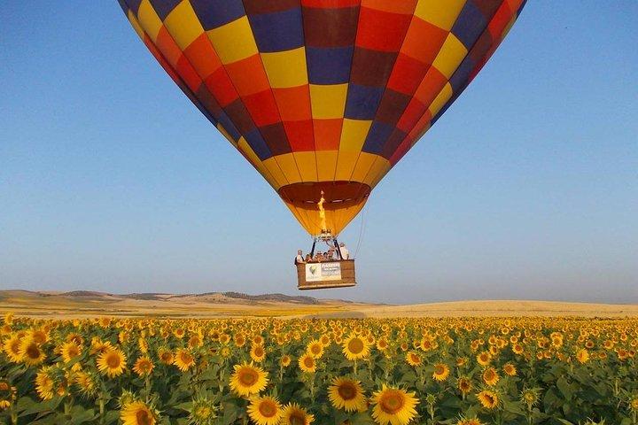 Ballonvaart in Sevilla met ontbijt, cava en hotelovername