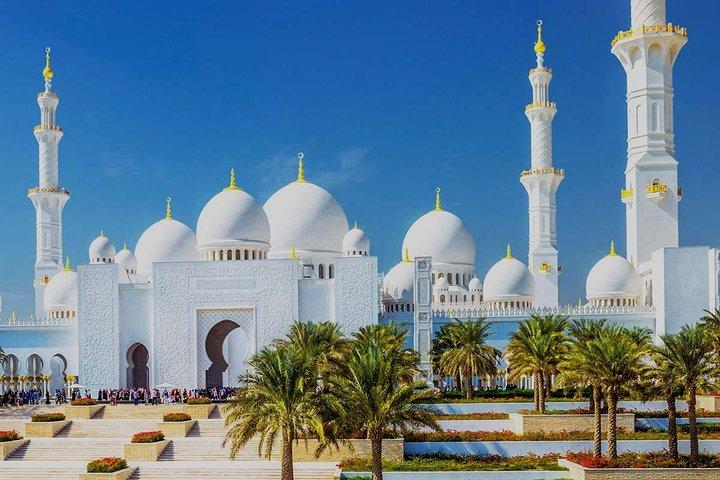 Abu Dhabi-tur med den store moske og BAPS-templet