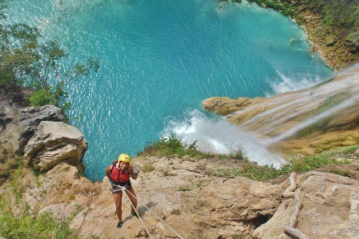 Rappelling beside Minas Viejas and Micos Waterfall