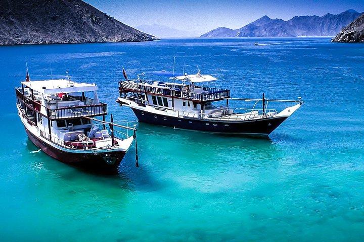 Ganztägige Musandam Dibba-Kreuzfahrt mit Mittagessen vom Buffet und Schnorcheln
