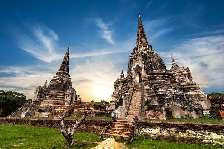 Templos de Ayutthaya e mercado flutuante de Ayothaya saindo de Bangkok