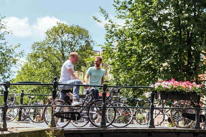 地元の人々とのアムステルダムのプライベート自転車ツアー：自転車と地元の軽食が含まれています