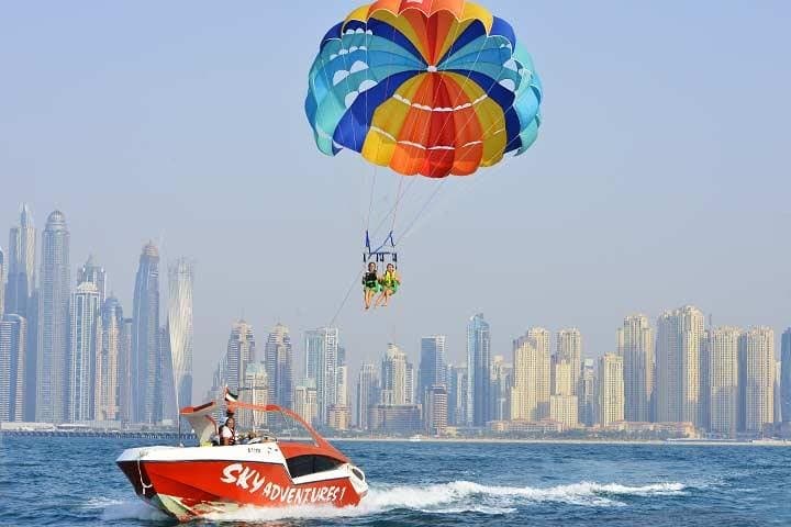 Get a Bird's Eye View of the Famous Dubai Marina Skyline with Parasailing