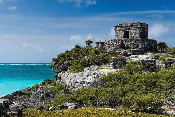 Discover tulum and 3 more places Coba, Cenote an Playa del Carmen in one day