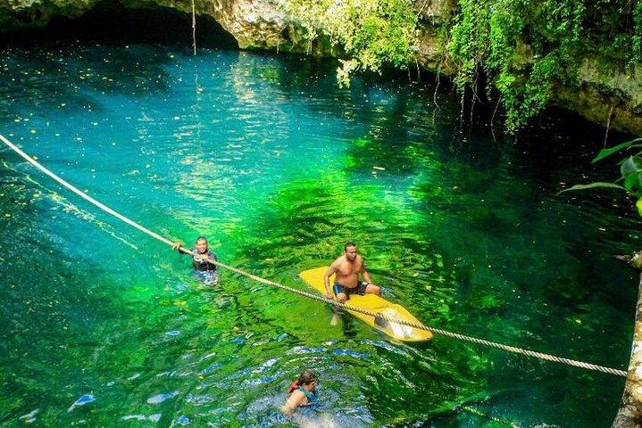 Tour en ATV con nado en cenote, tirolesas, transporte y almuerzo incluidos