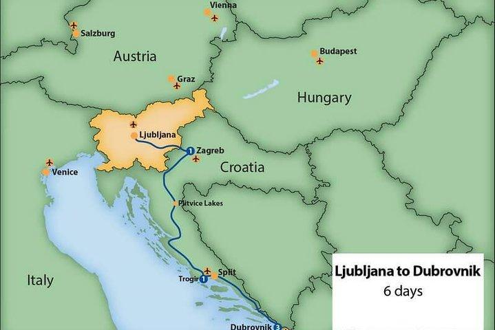 Lubiana a Dubrovnik in 6 giorni, tour privato via Zagabria, laghi di Plitvice, Spalato