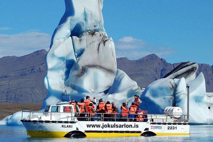 Reykjavik : Bootsfahrt durch die Gletscherlagune und Ganztagestour an der Südküste