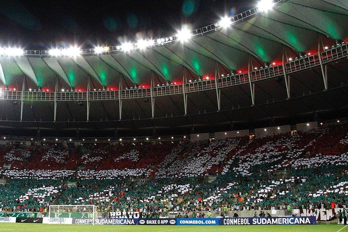 地元の支持者と一緒にリオデジャネイロでサッカーの試合を観戦