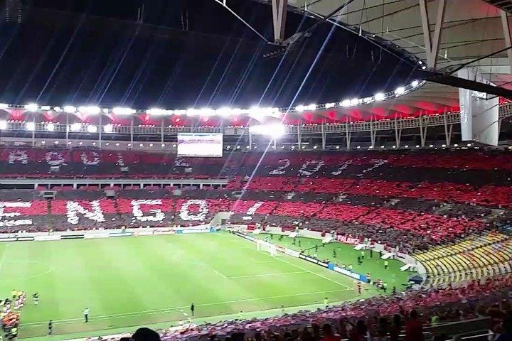 地元の支持者と一緒にリオデジャネイロでサッカーの試合を観戦