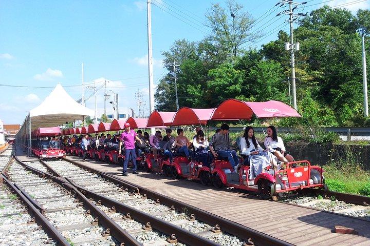 プライベート ツアー レール バイク & 南怡島 & (プチ フランスまたは朝凪の庭園)