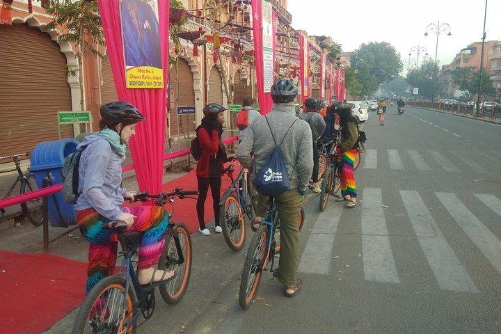 Tour in bici della città rosa al mattino presto per piccoli gruppi