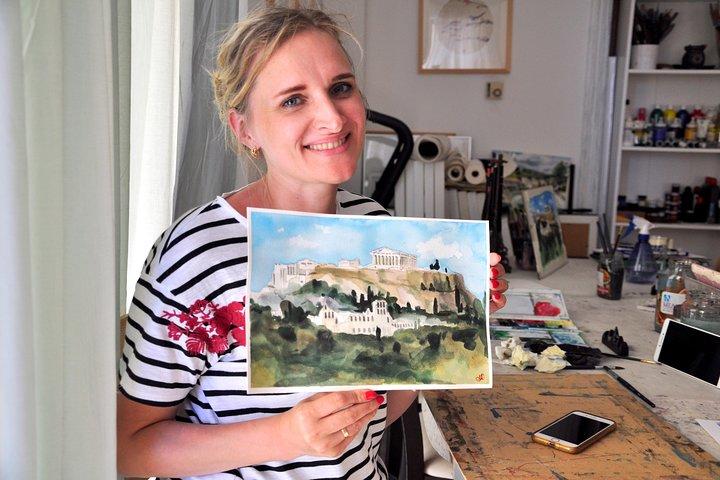 Athen: Akvarell Akropolis maleri workshop med lokale kunstner