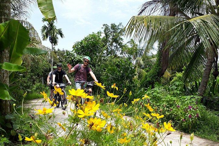自転車とボートで巡るメコンの叩かれた道2日間。