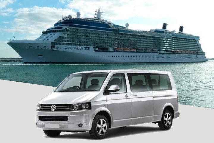Privat minibuss överför Southampton kryssningsterminaler till Heathrow flygplats