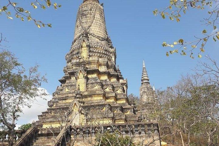Tour privato alla collina di Udong e crociera al tramonto sul fiume Mekong