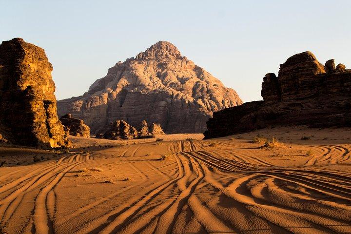 Escursione privata di un'intera giornata nella Valle di Wadi Rum del deserto marziano della Luna da Amman