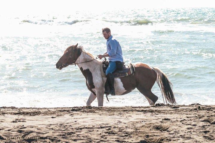 Roma: Paseos a caballo por la playa con aperitivo