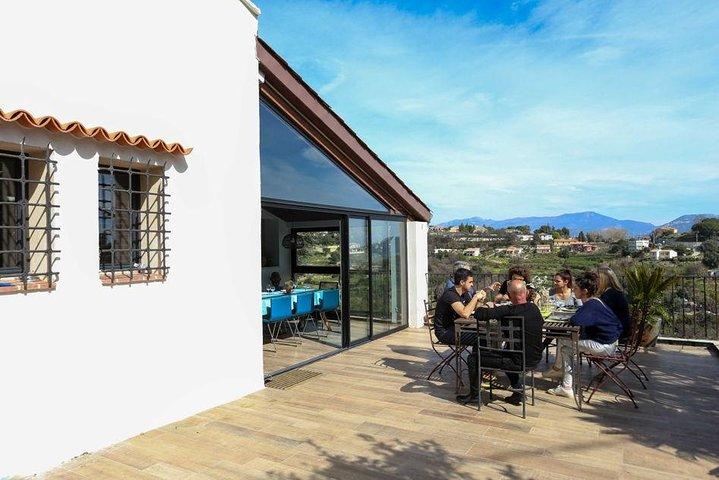 Cena biologica da 3 portate in giardino con vista sulla Costa Azzurra