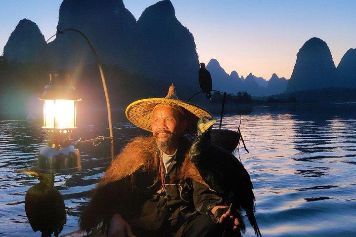 Crucero de día completo por el río Li de Guilin con un barco de 3 estrellas y un tour de Fisherman Sunset Show