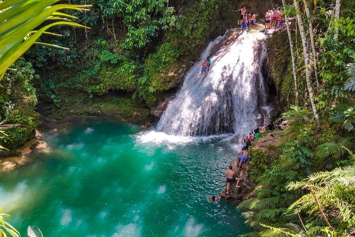Points forts d'Ocho Rios, Blue Hole Secret Falls et Jerk Stop depuis Falmouth