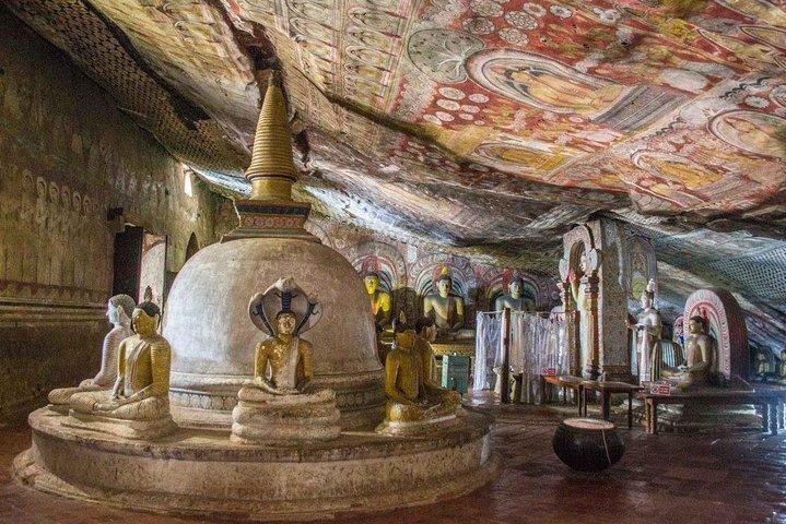 Heldagstur til Dambulla Cave Temple og Sigiriya Rock Fort fra Kandy.