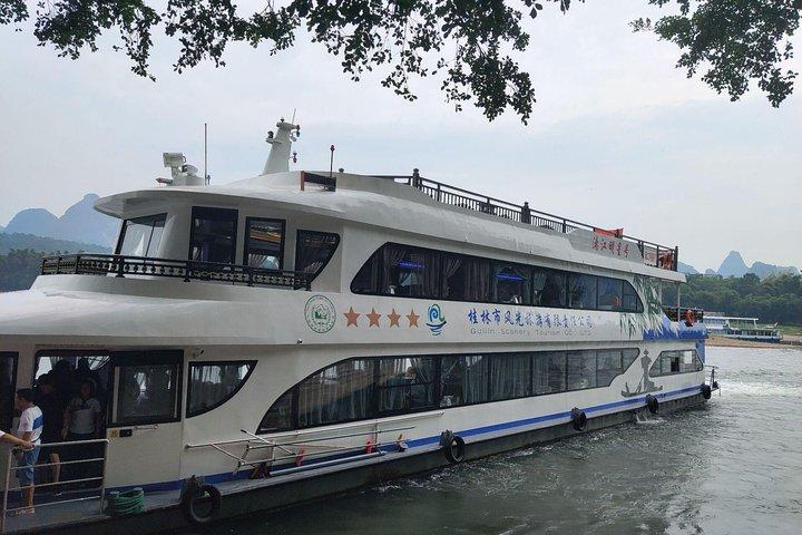 Li-River de dia inteiro com o barco de 4 estrelas e Yulong barco de bambu
